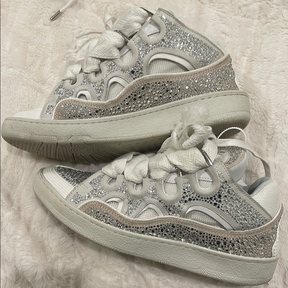 Lanvins white and silver with stones